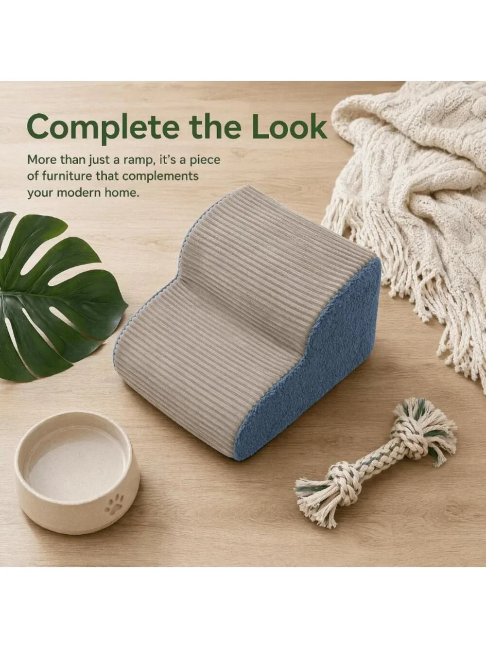 Cozy 2-Step Foam Pet Stairs for Bed & Couch, 12